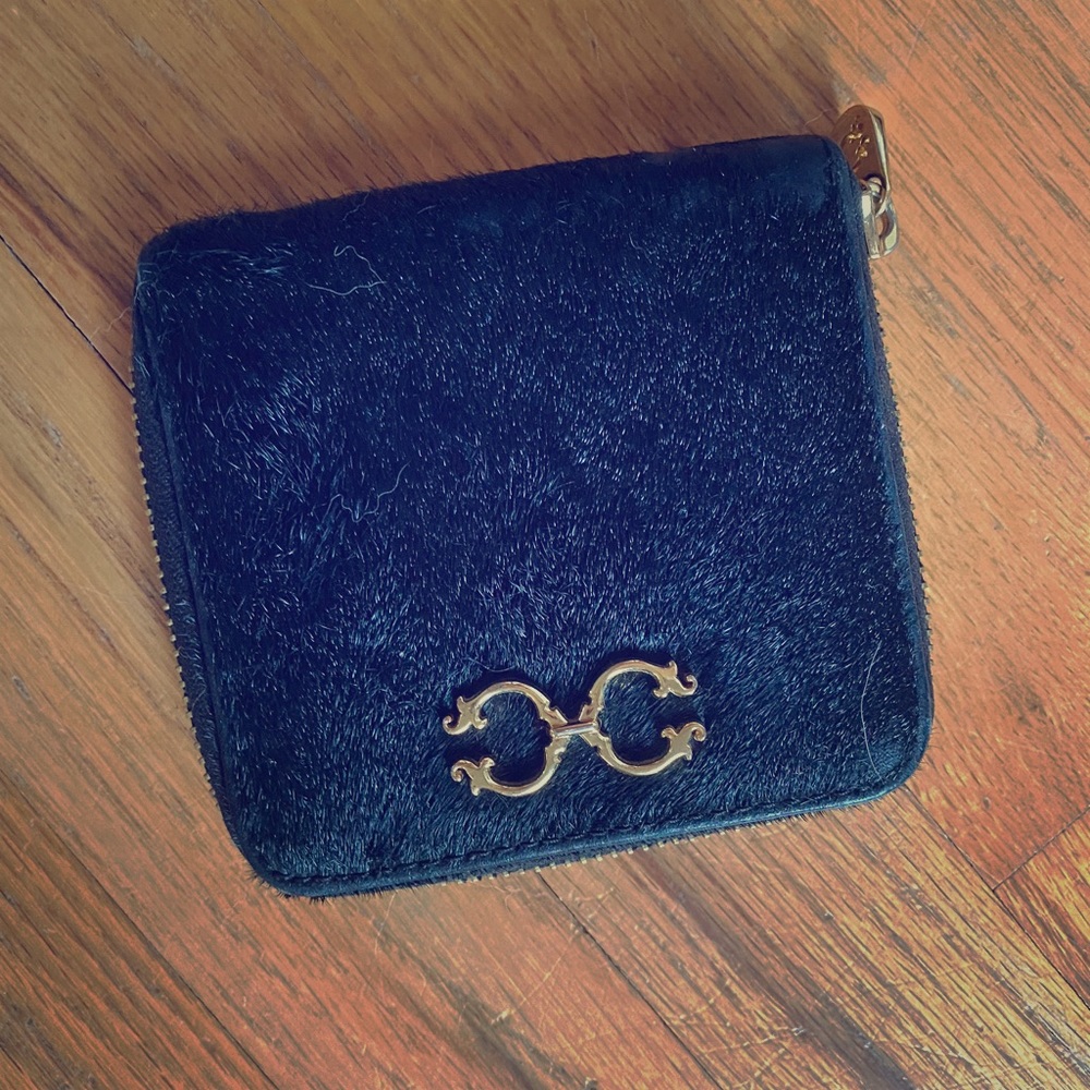 C-Wonder Black Fur Wallet Leather Trim